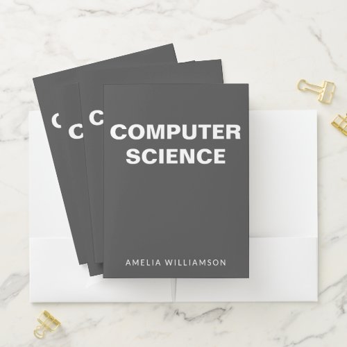 Computer Science Personalized Name School Black Pocket Folder Computer Science Personalized Name School Black Pocket Folder