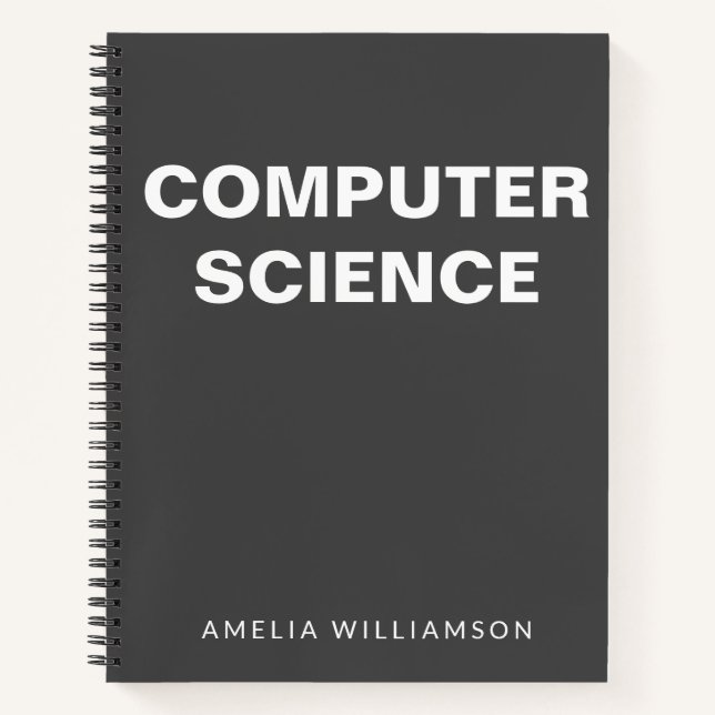 Computer Science Personalized School Black Graph Notebook (Front)