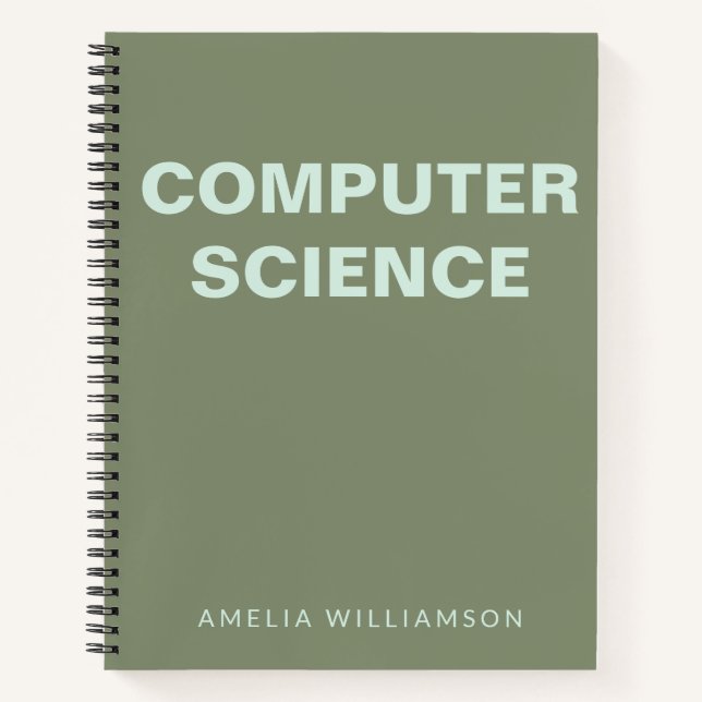 Computer Science Personalized School Olive Graph Notebook (Front)