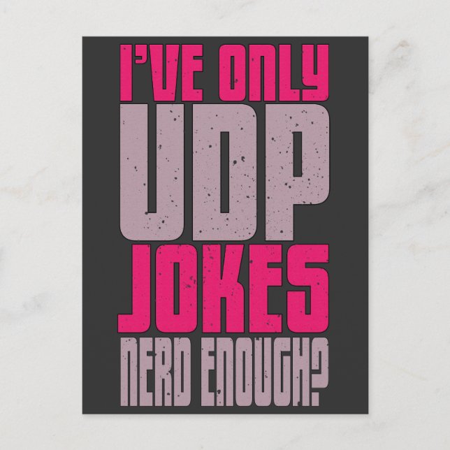 Computer Science Programmer udp Joke  Postcard (Front)