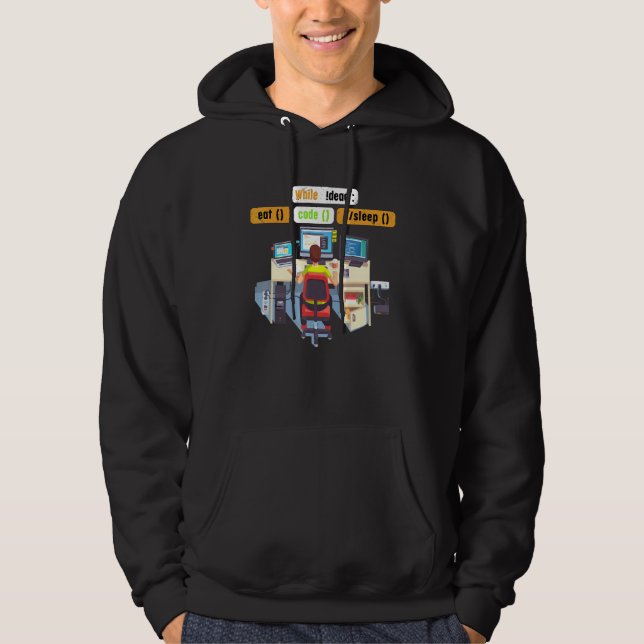 Computer Science Python Coder Eat Code Sleep Humor Hoodie (Front)