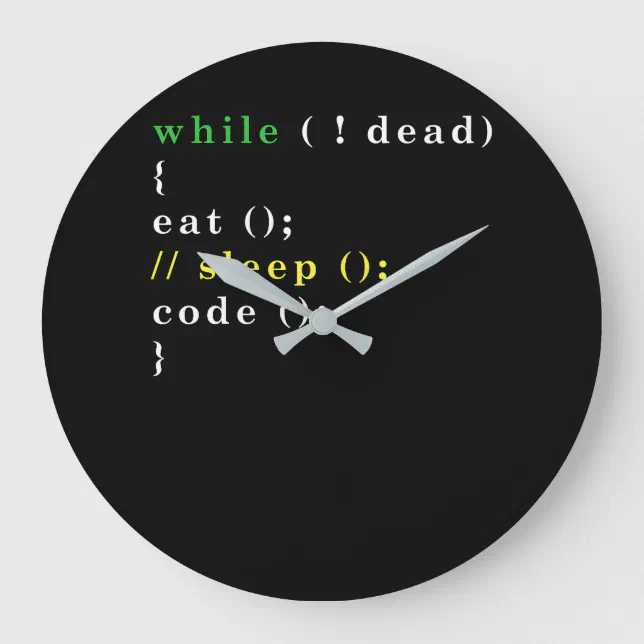Computer Science Python Programmer Eat Code Sleep Large Clock | Zazzle