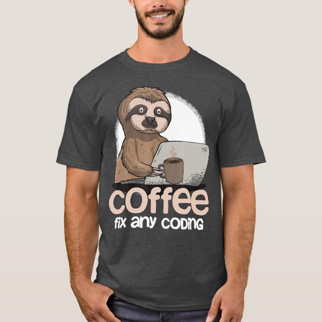 Computer Science Sloth Programmer Coding Gift IT T-Shirt (Front)