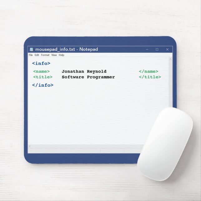 Computer Scientist Notepad Coder Format Programmer Mouse Pad (With Mouse)