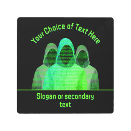Computer Security Theme Green Code - Custom Text Metal Print