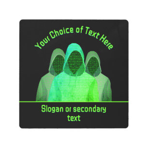 Computer Security Theme Green Code - Custom Text Metal Print