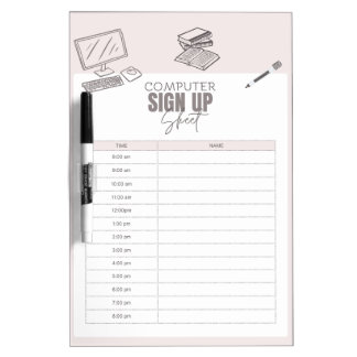 Computer Sign Up Dry Erase Board