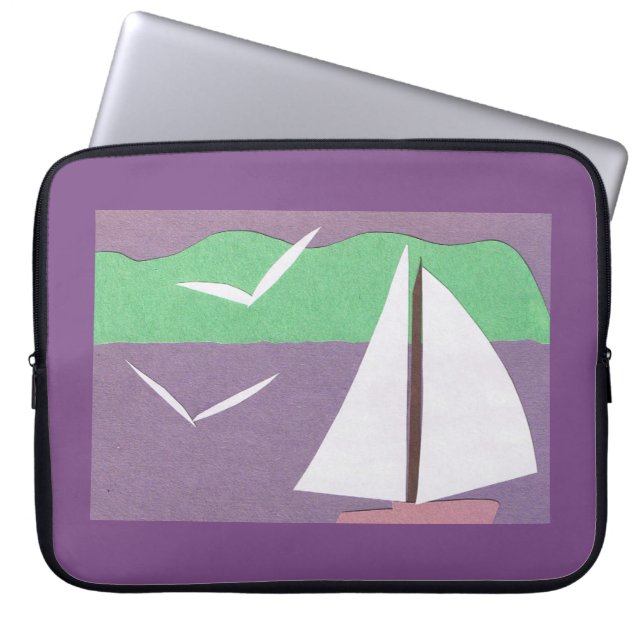 Computer Sleeve with Sailboat Design (Front)