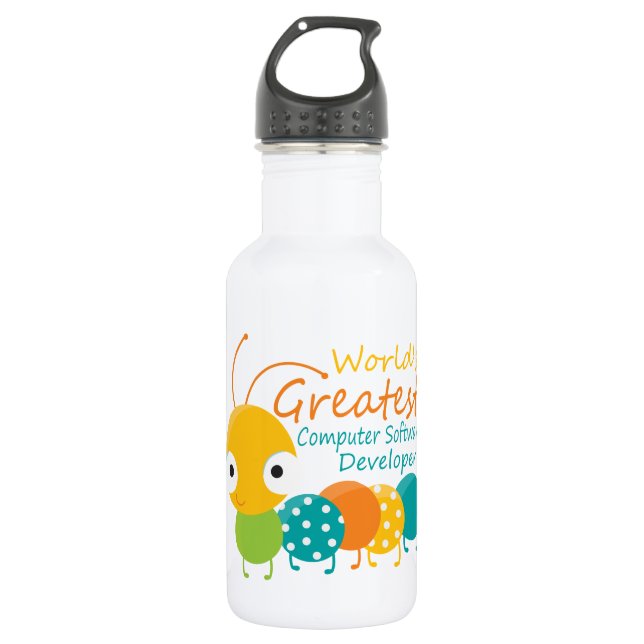 Computer Software Developer Stainless Steel Water Bottle (Front)