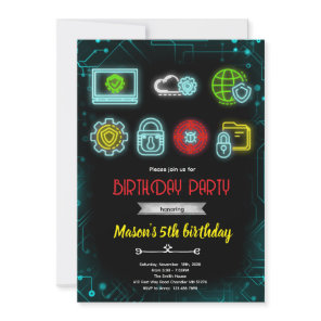 Computer Tech Birthday party invite