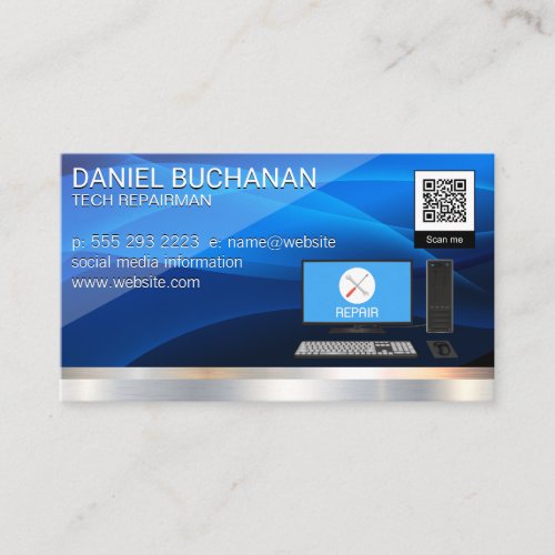 Computer Tech Repairman  QR Barcode Business Card