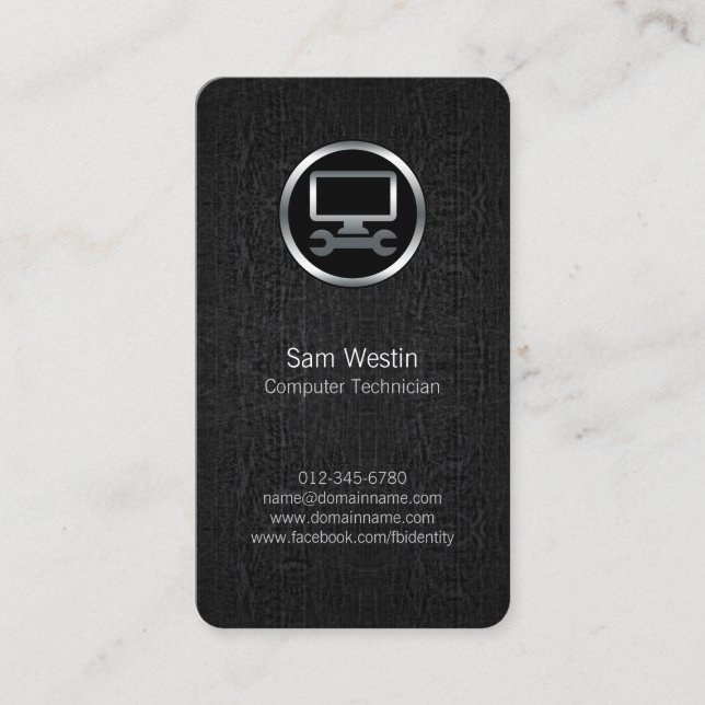 Computer Technician Computer Wrench Business Card (Front)