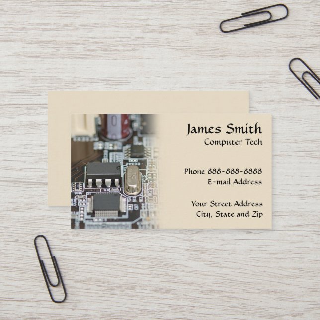 Computer Technician Programmer Business Card (Front/Back In Situ)