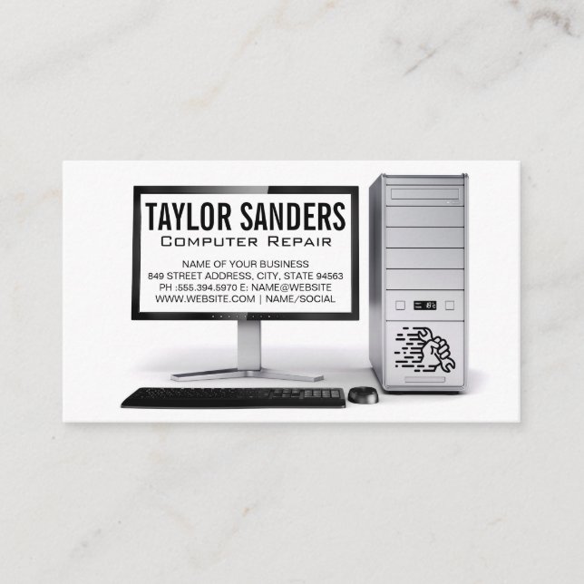 Computer Technician Repair Business Card (Front)