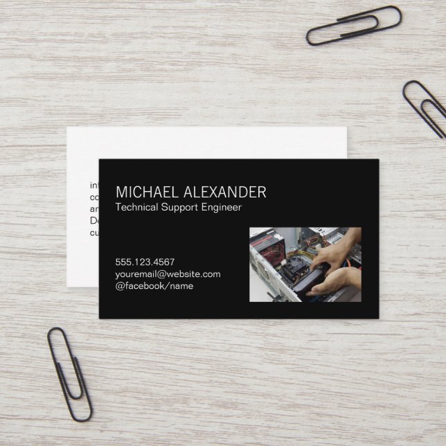 Computer Technician Replacing Hardware Business Card (Front/Back In Situ)
