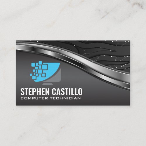 Computer Technology  Metallic  Business Card