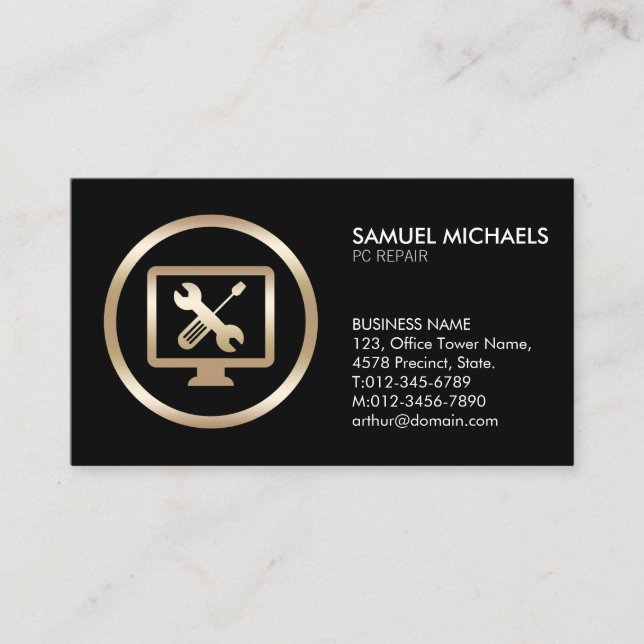 Computer Tools Icon PC Repair Business Card (Front)