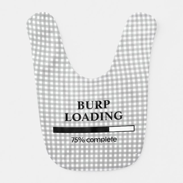 Computer Upload Bar On Gray Gingham  Baby Bib (Front)