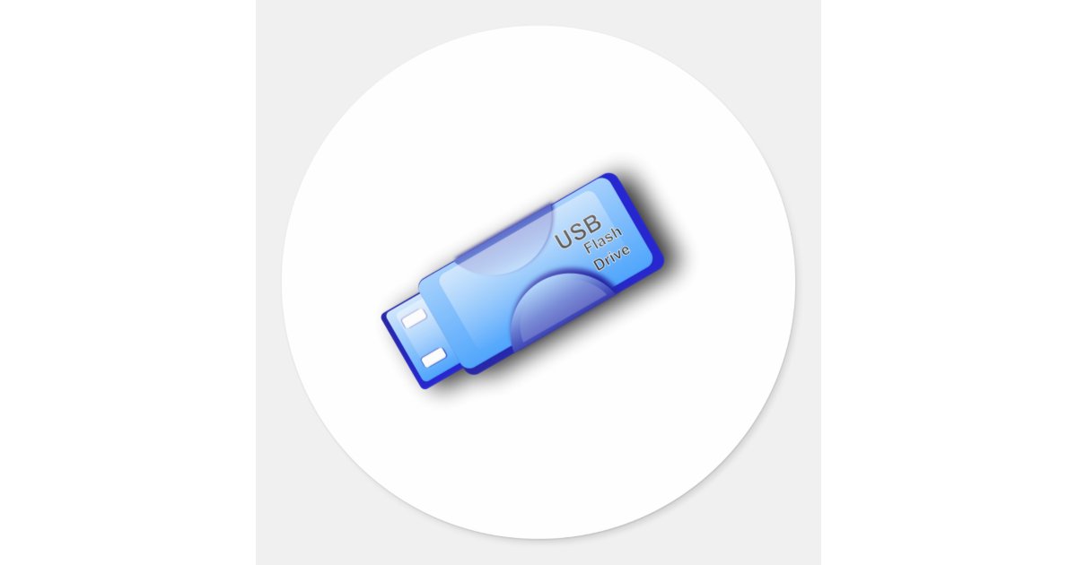 Computer USB Flash Drive Classic Round Sticker | Zazzle