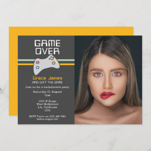 Computer Video Game Over Bachelorette Party Invitation
