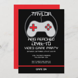Computer Video Game Player Leveling Up Birthday Invitation
