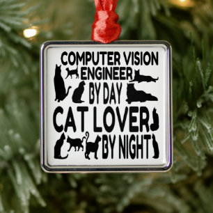 Computer Vision Engineer Loves Cats Metal Ornament