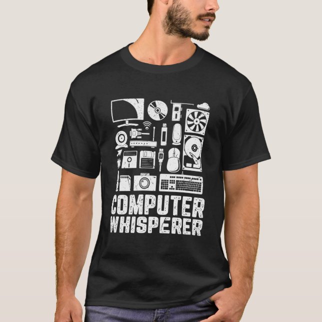 Computer Whisperer Funny Tech Supports Nerds Geeks T-Shirt (Front)