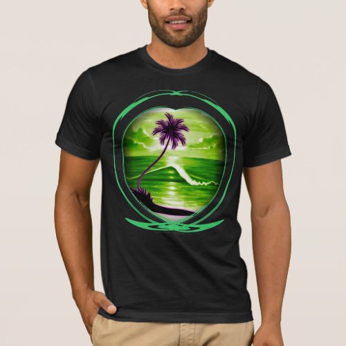 Computerized Digital Airbrushed Beach Scene T_Shirt
