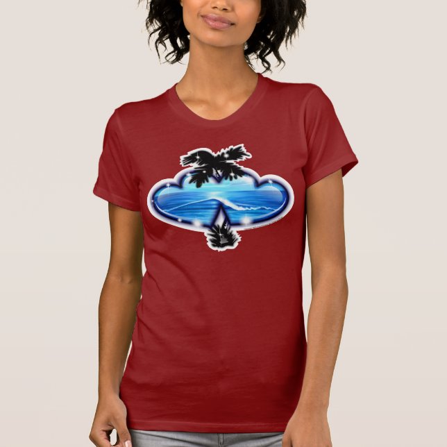 Computerized Digital Airbrushed Beach Scene T-Shirt (Front)