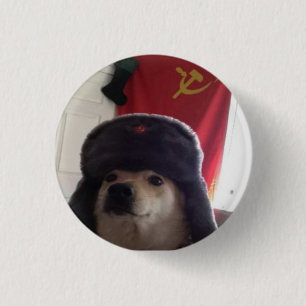 Comrade Doge the Communist Doggo Pupper Pinback Button