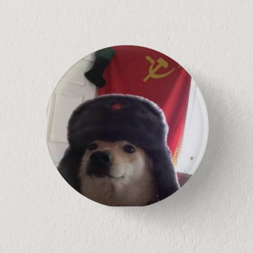 Comrade Doge the Communist Doggo Pupper Pinback Button