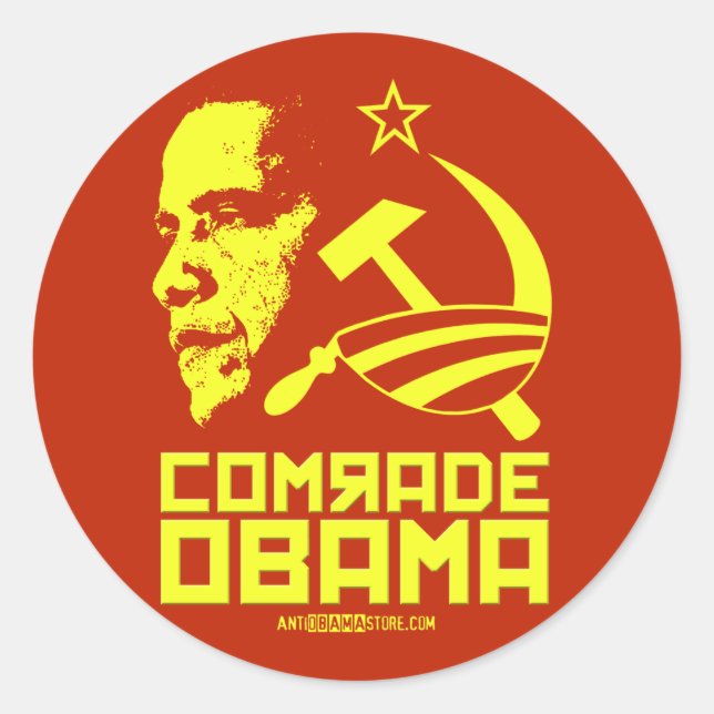 Comrade Obama Classic Round Sticker (Front)