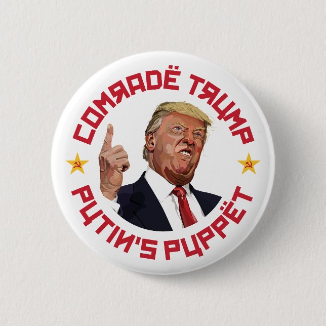 Comrade Trump: Putin's Puppet Soviet Illustration Button (Front)
