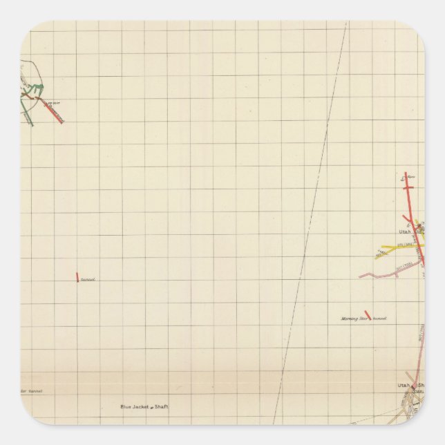 Comstock Mine Maps Number I Square Sticker (Front)