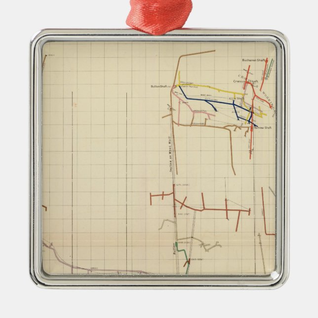 Comstock Mine Maps Number V Metal Ornament (Front)
