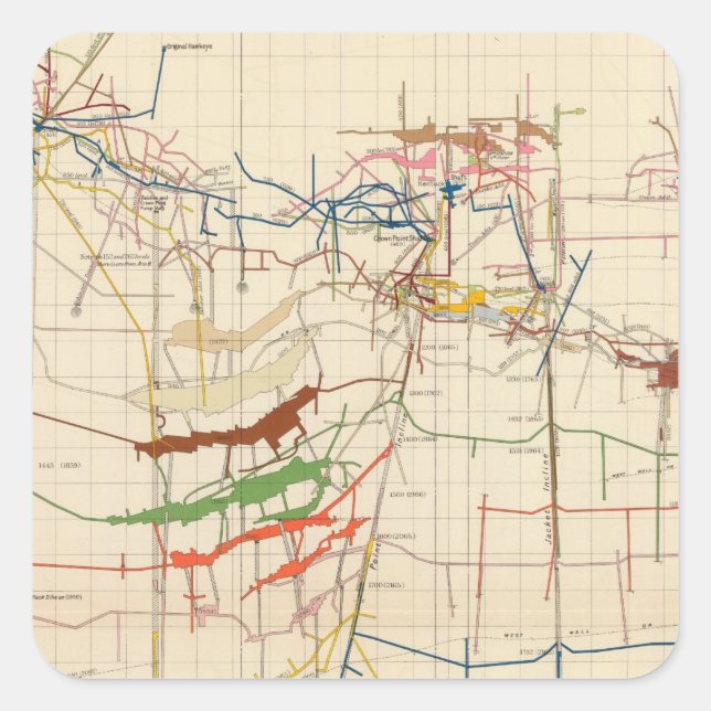 Comstock Mine Maps Number VI Square Sticker (Front)