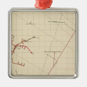 Comstock Mine Maps Number VIX Metal Ornament