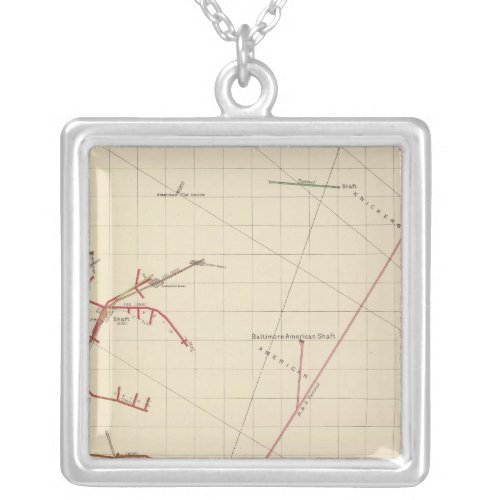 Comstock Mine Maps Number VIX Silver Plated Necklace