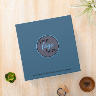 COMTEMPORARY MODERN LOGO BRANDED BLUE CUSTOM TEXT 3 RING BINDER