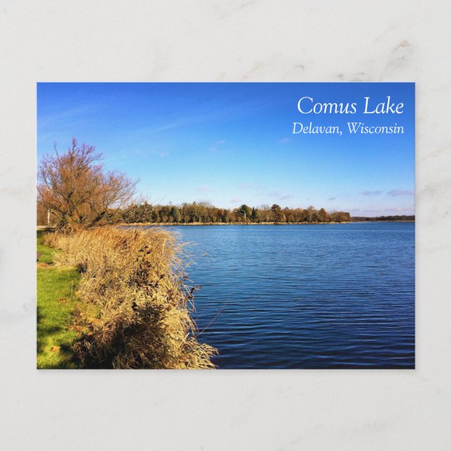 Comus Lake, Delavan, Wisconsin Postcard (Front)