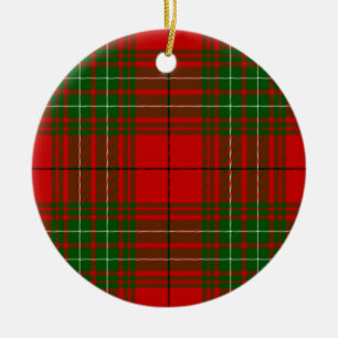 Comyn tartan red green plaid ceramic ornament
