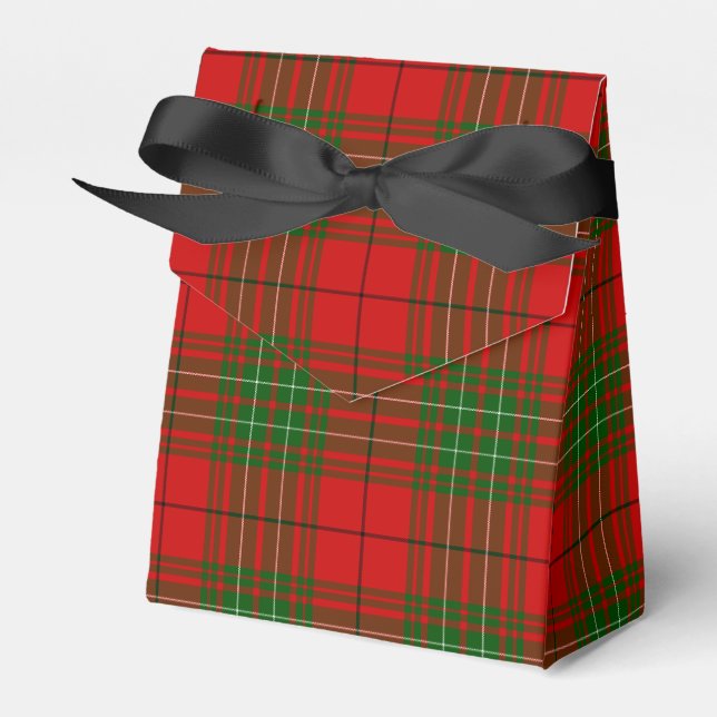 Comyn tartan red green plaid favor boxes (Front Side)