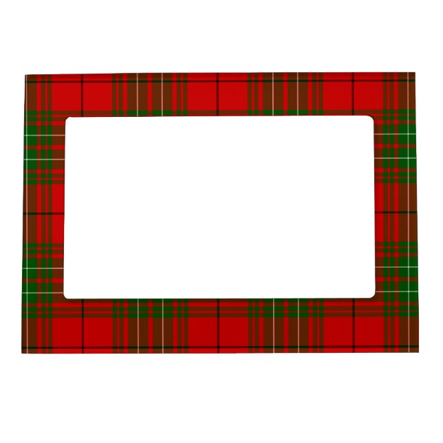 Comyn tartan red green plaid magnetic photo frame (Front)