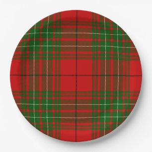 Comyn tartan red green plaid paper plates