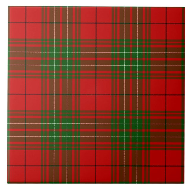 Comyn tartan red green plaid tile (Front)