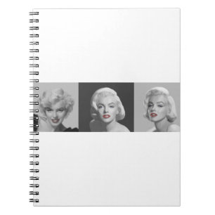 CON18BWRD Marilyn Trio Red Lips Blue Eyes.tif Notebook