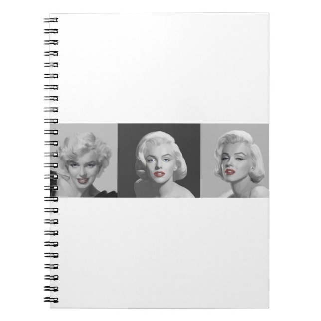 CON18BWRD Marilyn Trio Red Lips Blue Eyes.tif Notebook (Front)