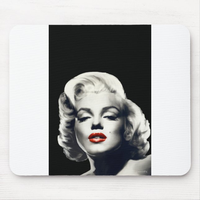 CON24BW-V4 Red Lips Marilyn IN BLACK.tif Mouse Pad (Front)
