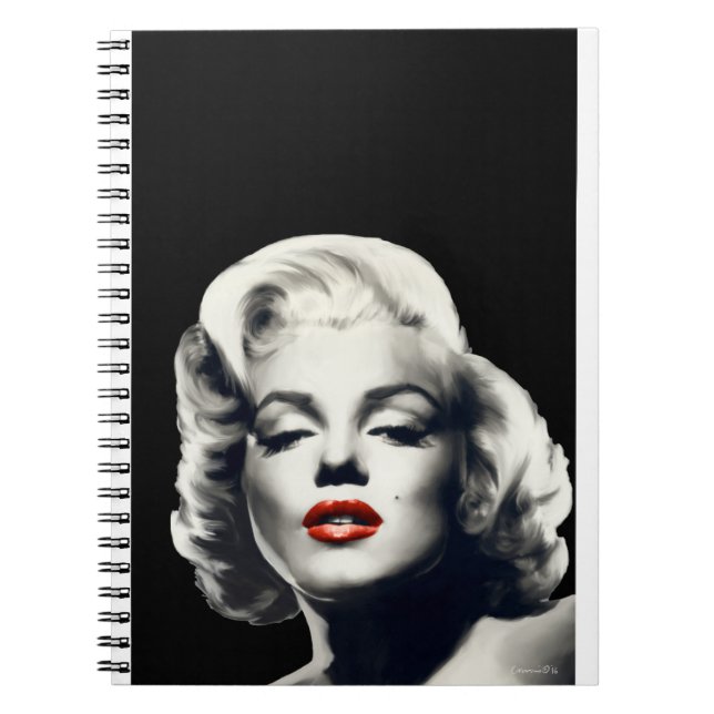 CON24BW-V4 Red Lips Marilyn IN BLACK.tif Notebook (Front)