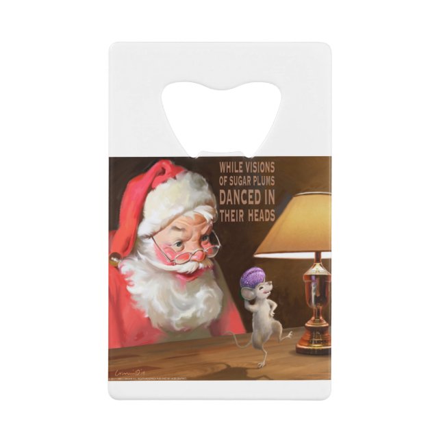 CON32 Santa 2 Sugar Plums.tif Credit Card Bottle Opener (Front)